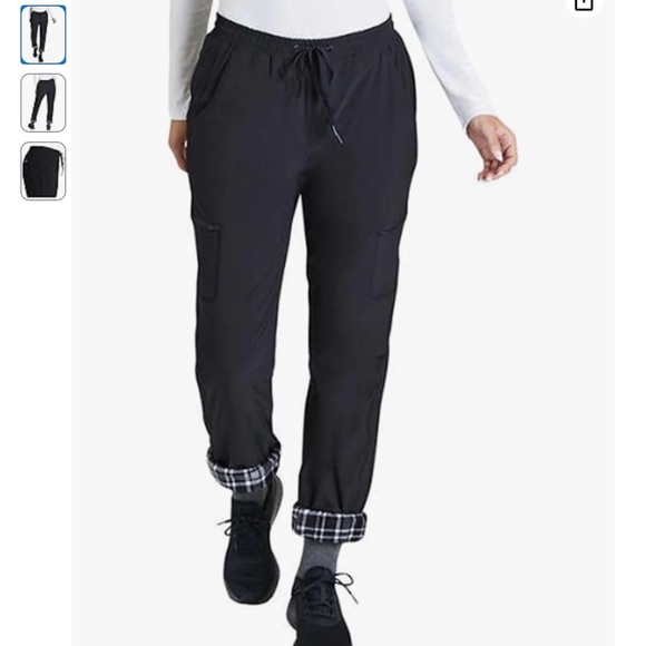 Eddie Bauer Fleece lined pants women’s size 8 Black Plaid Outdoor waterproof - Picture 1 of 13